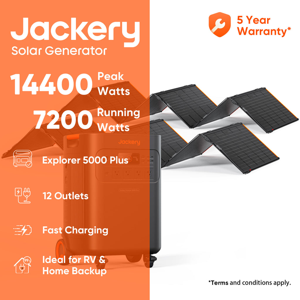 Jackery Explorer 5000 Plus + 500WX x2 Solar Generator