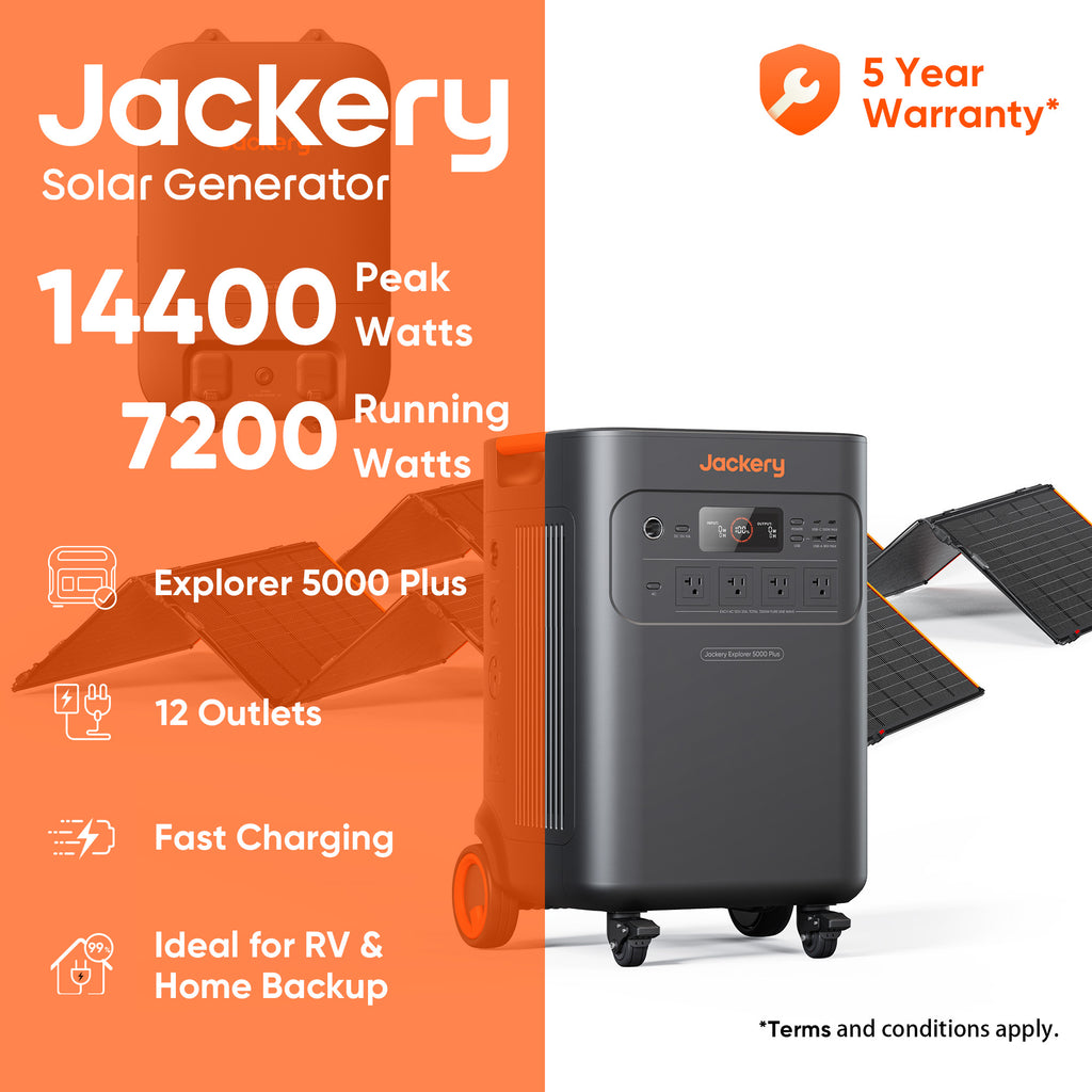Jackery Explorer 5000 Plus + 500WX x2 Solar Generator
